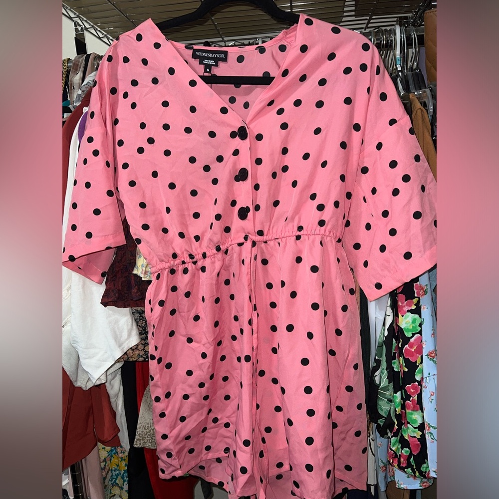 NWT Pink Polka Dot Romper